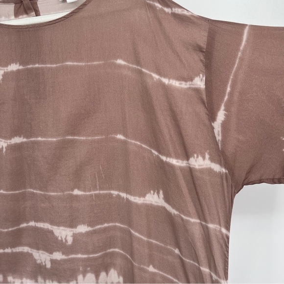 Pure Jill Tie-Dye Print Roundneck Short Sleeve Back Button Multicolor Tunic Top - Picture 7 of 16